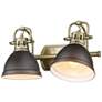 4_Duncan 16 1/2" Wide Aged Brass and Bronze 2-Light Bath Light more views