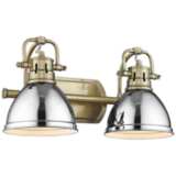 Duncan 16 1/2&quot; Wide Aged Brass and Chrome 2-Light Bath Light