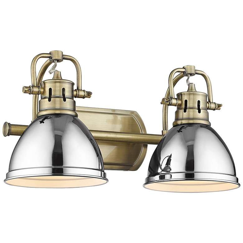Image 2 Duncan 16 1/2" Wide Aged Brass and Chrome 2-Light Bath Light