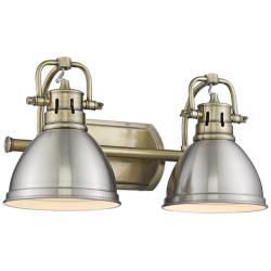 Duncan 16 1/2&quot; Wide Aged Brass and Pewter 2-Light Bath Light