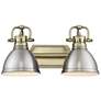4_Duncan 16 1/2" Wide Aged Brass and Pewter 2-Light Bath Light more views