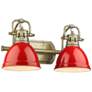 Duncan 16 1/2" Wide Aged Brass and Red 2-Light Bath Light
