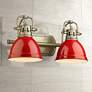 Duncan 16 1/2" Wide Aged Brass and Red 2-Light Bath Light