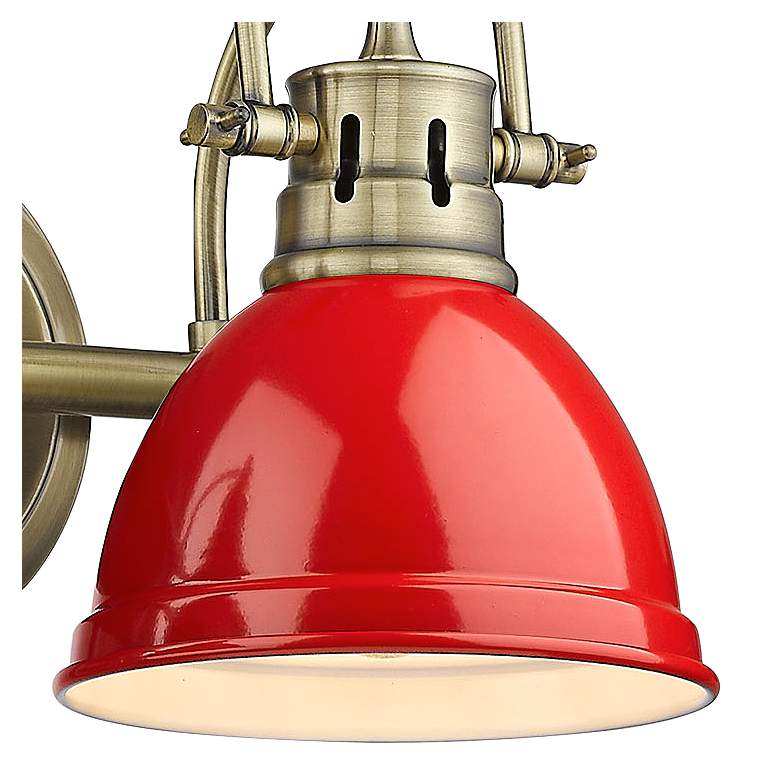 Image 3 Duncan 16 1/2" Wide Aged Brass and Red 2-Light Bath Light more views