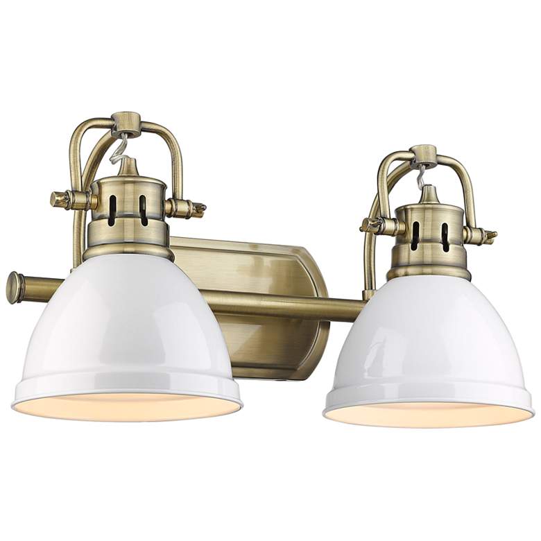 Image 2 Duncan 16 1/2 inch Wide Aged Brass and White  2-Light Bath Light
