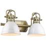 Duncan 16 1/2" Wide Aged Brass and White  2-Light Bath Light