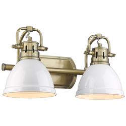Duncan 16 1/2&quot; Wide Aged Brass and White  2-Light Bath Light