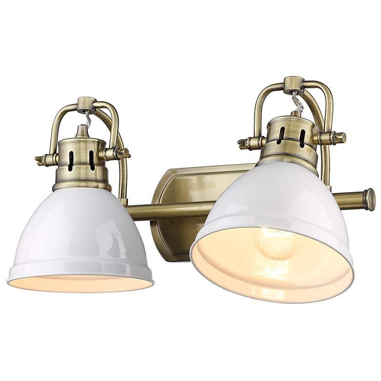 Image 4 Duncan 16 1/2" Wide Aged Brass and White  2-Light Bath Light more views