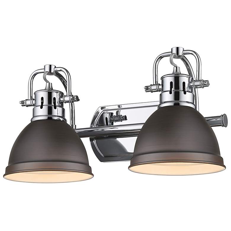 Image 2 Duncan 16 1/2" Wide Chrome and Bronze 2-Light Bath Light