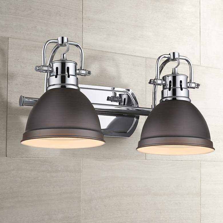 Image 1 Duncan 16 1/2" Wide Chrome and Bronze 2-Light Bath Light