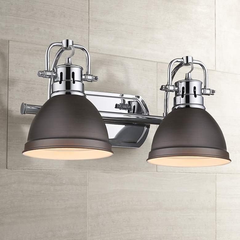 Image 1 Duncan 16 1/2 inch Wide Chrome and Bronze 2-Light Bath Light