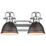 3_Duncan 16 1/2" Wide Chrome and Bronze 2-Light Bath Light more views