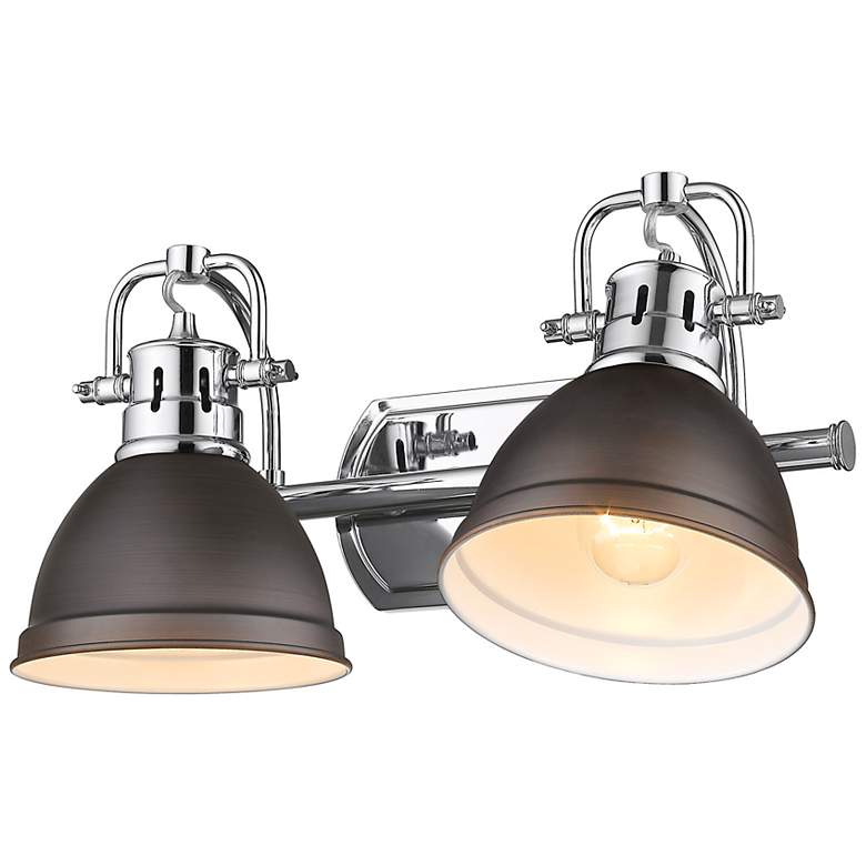 Image 4 Duncan 16 1/2" Wide Chrome and Bronze 2-Light Bath Light more views