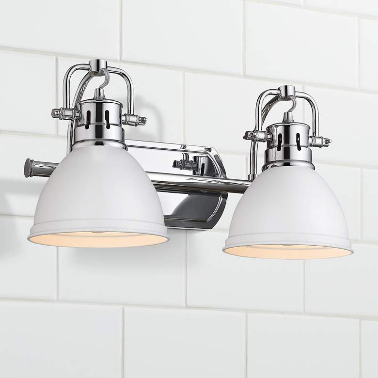Image 1 Duncan 16 1/2" Wide Chrome and Matte White 2-Light Bath Light