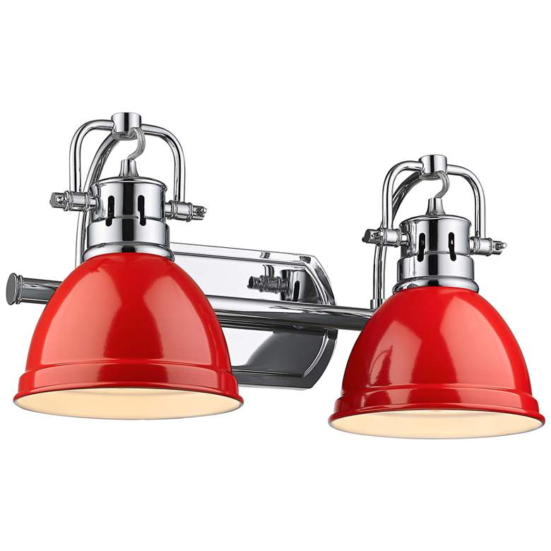 Image 2 Duncan 16 1/2 inch Wide Chrome and Red 2-Light Bath Light