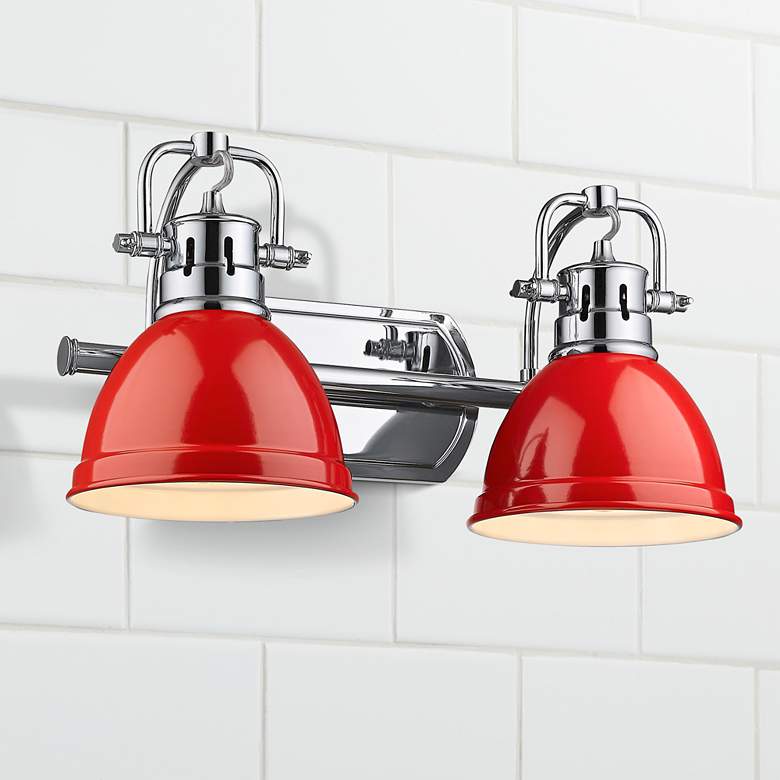 Image 1 Duncan 16 1/2" Wide Chrome and Red 2-Light Bath Light