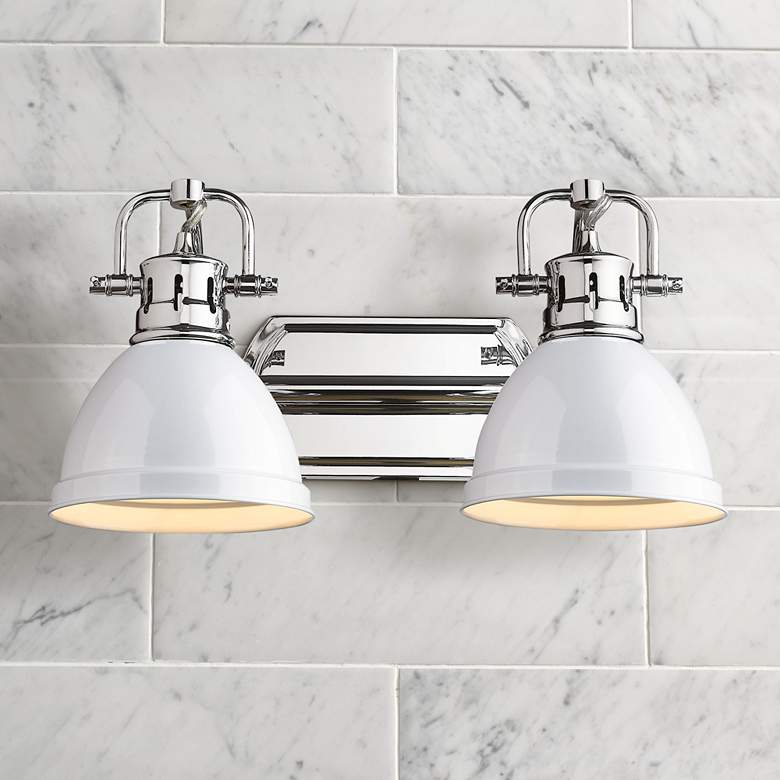 Image 1 Duncan 16 1/2" Wide Chrome and White 2-Light Bath Light
