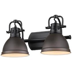 Duncan 16 1/2" Wide Matte Black and Bronze 2-Light Bath Light