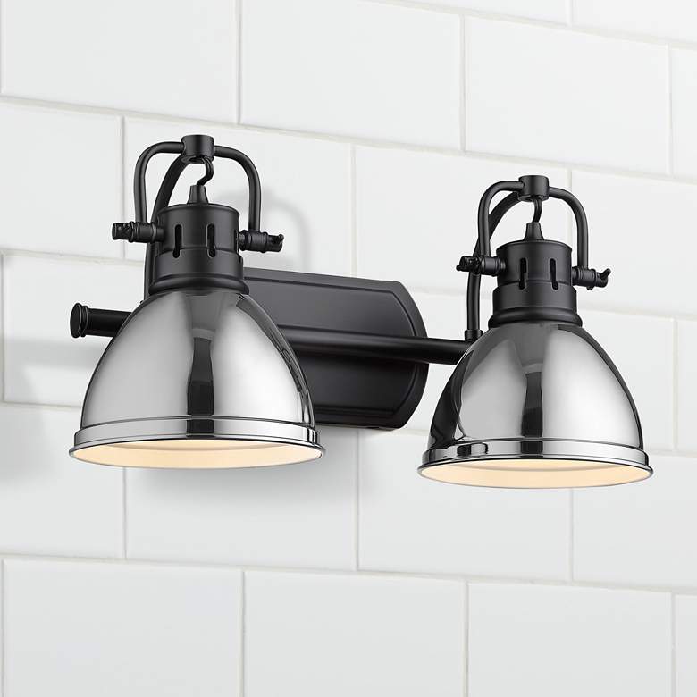 Image 1 Duncan 16 1/2" Wide Matte Black and Chrome 2-Light Bath Light