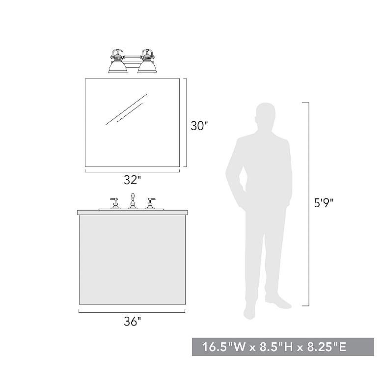 Image 5 Duncan 16 1/2" Wide Matte Black and Pewter 2-Light Bath Light more views