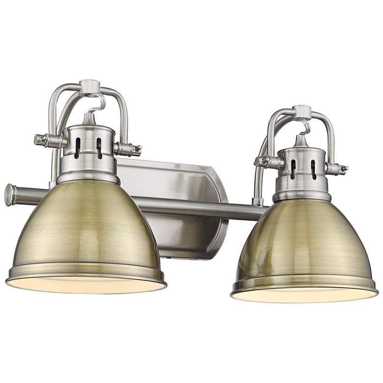 Image 2 Duncan 16 1/2 inch Wide Pewter and Aged Brass 2-Light Bath Light