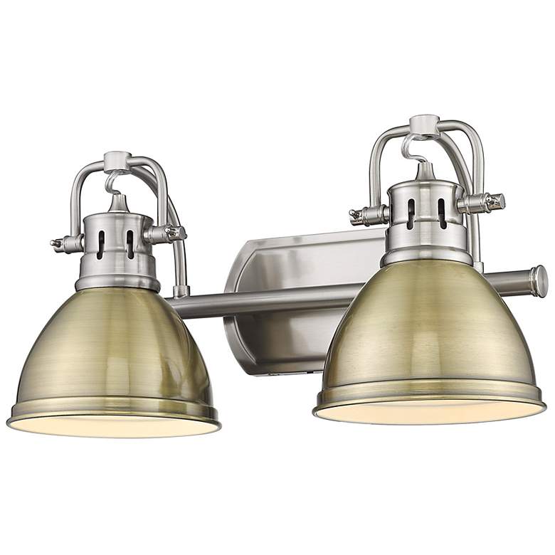Image 2 Duncan 16 1/2" Wide Pewter and Aged Brass 2-Light Bath Light