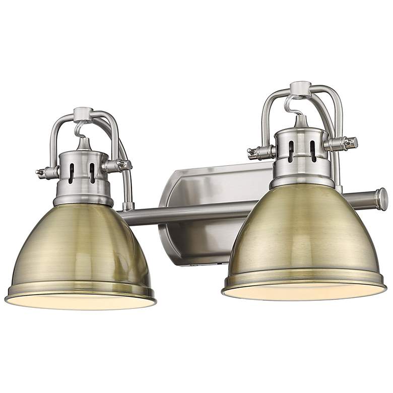 Image 2 Duncan 16 1/2 inch Wide Pewter and Aged Brass 2-Light Bath Light