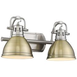 Duncan 16 1/2&quot; Wide Pewter and Aged Brass 2-Light Bath Light