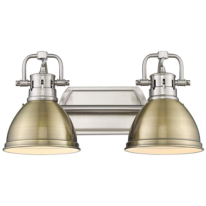 Image 3 Duncan 16 1/2 inch Wide Pewter and Aged Brass 2-Light Bath Light more views