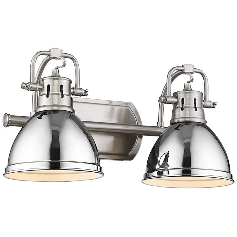 Image 2 Duncan 16 1/2 inch Wide Pewter and Chrome 2-Light Bath Light