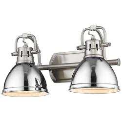 Duncan 16 1/2" Wide Pewter and Chrome 2-Light Bath Light