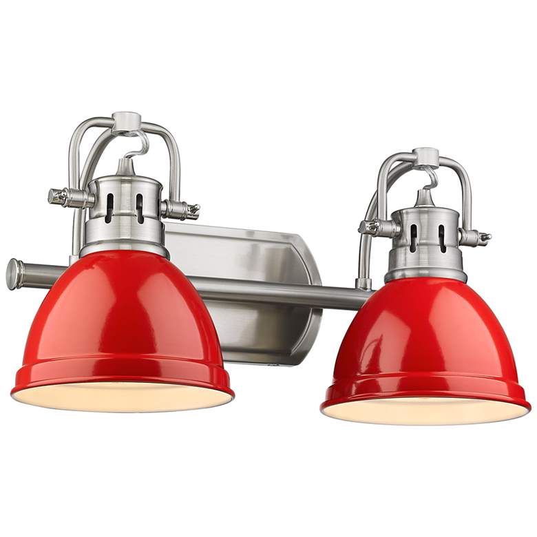 Image 2 Duncan 16 1/2 inch Wide Pewter and Red 2-Light Bath Light