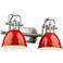 Duncan 16 1/2" Wide Pewter and Red 2-Light Bath Light
