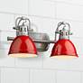 Duncan 16 1/2" Wide Pewter and Red 2-Light Bath Light