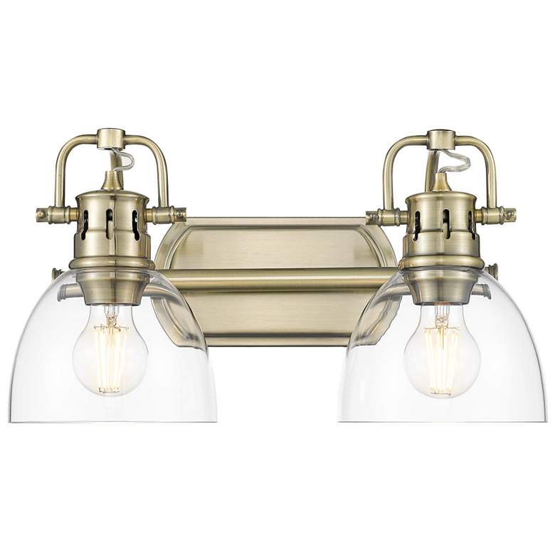 Image 1 Duncan 2-Light Bath Vanity in Aged Brass with Clear Glass