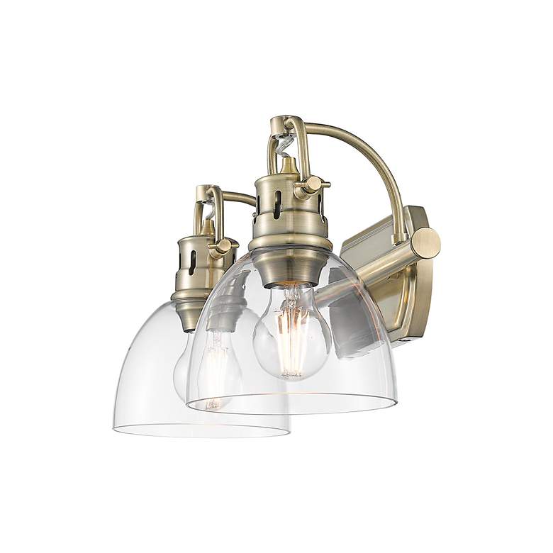 Image 2 Duncan 2-Light Bath Vanity in Aged Brass with Clear Glass more views
