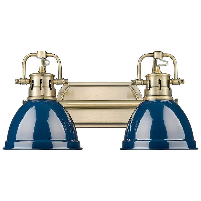 Image 1 Duncan 2-Light Bath Vanity in Aged Brass with Matte Navy