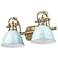 Duncan 2-Light Bath Vanity in Aged Brass with Seafoam