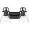 Duncan 2-Light Bath Vanity in Matte Black with Clear Glass