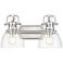 Duncan 2-Light Bath Vanity in Pewter with Clear Glass