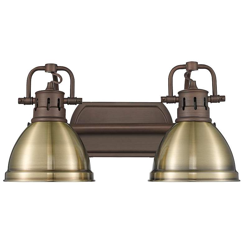 Image 1 Duncan 2-Light Bath Vanity in Rubbed Bronze with Aged Brass