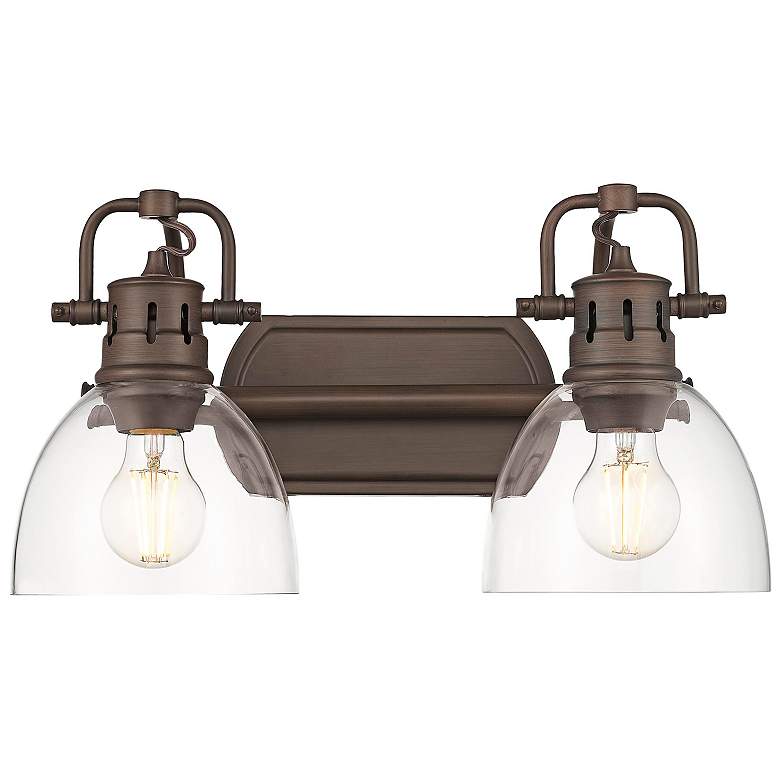Image 1 Duncan 2-Light Bath Vanity in Rubbed Bronze with Clear Glass
