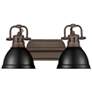 Duncan 2-Light Bath Vanity in Rubbed Bronze with Matte Black
