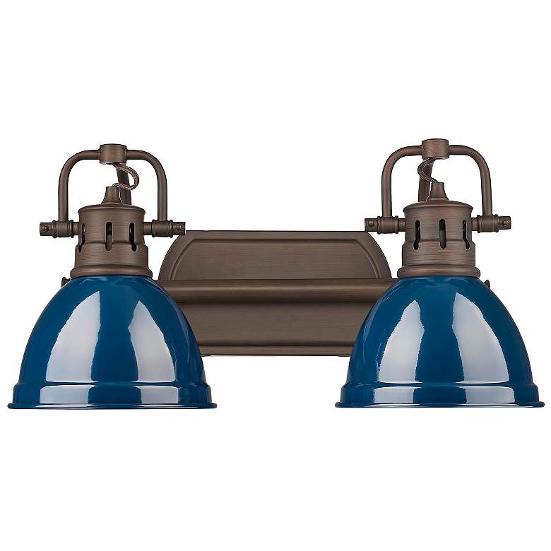 Image 1 Duncan 2-Light Bath Vanity in Rubbed Bronze with Matte Navy