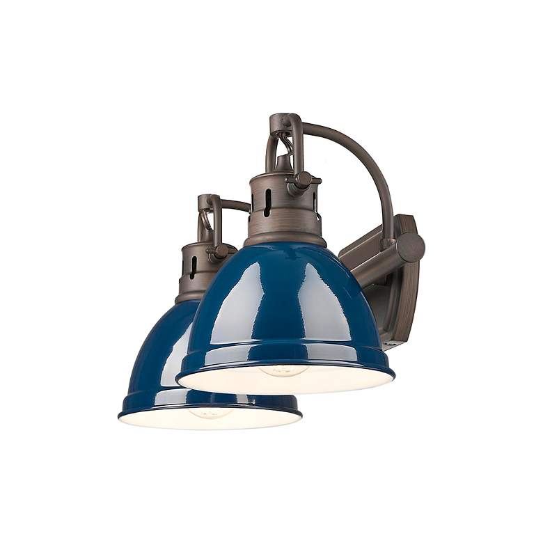 Image 2 Duncan 2-Light Bath Vanity in Rubbed Bronze with Matte Navy more views