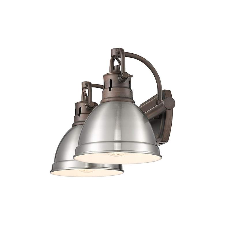 Image 2 Duncan 2-Light Bath Vanity in Rubbed Bronze with Pewter more views
