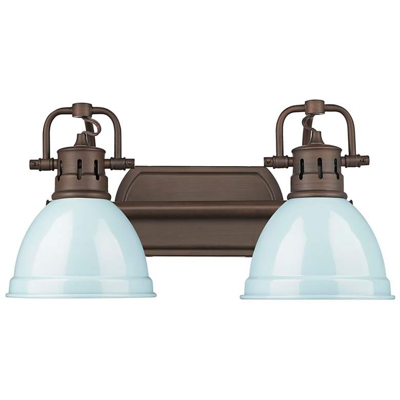 Image 1 Duncan 2-Light Bath Vanity in Rubbed Bronze with Seafoam
