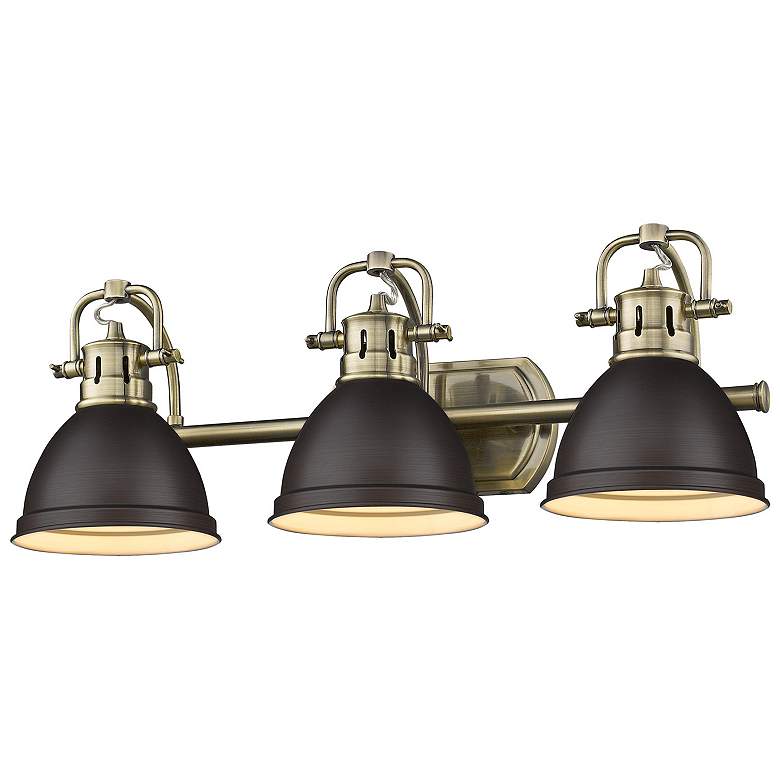 Image 2 Duncan 24 1/2" Wide 3-Light Vanity Light in Aged Brass with Rubbed Bro more views