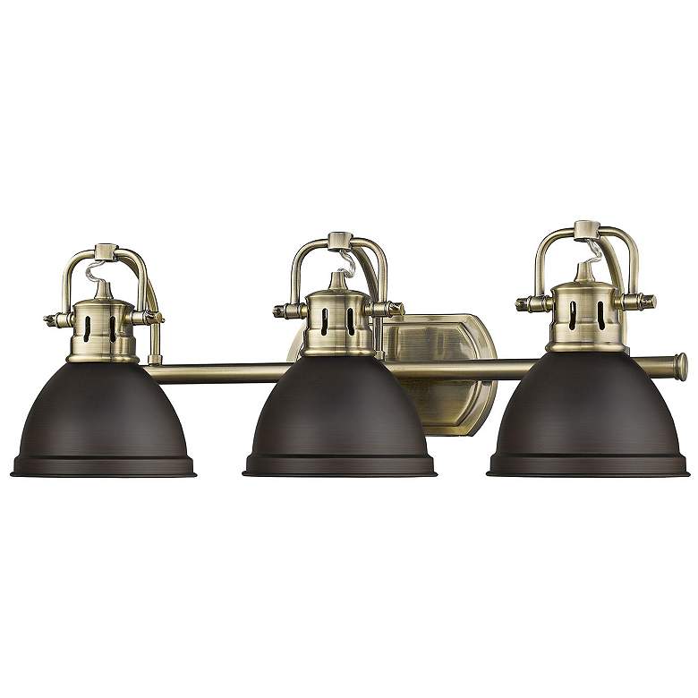Image 3 Duncan 24 1/2" Wide 3-Light Vanity Light in Aged Brass with Rubbed Bro more views