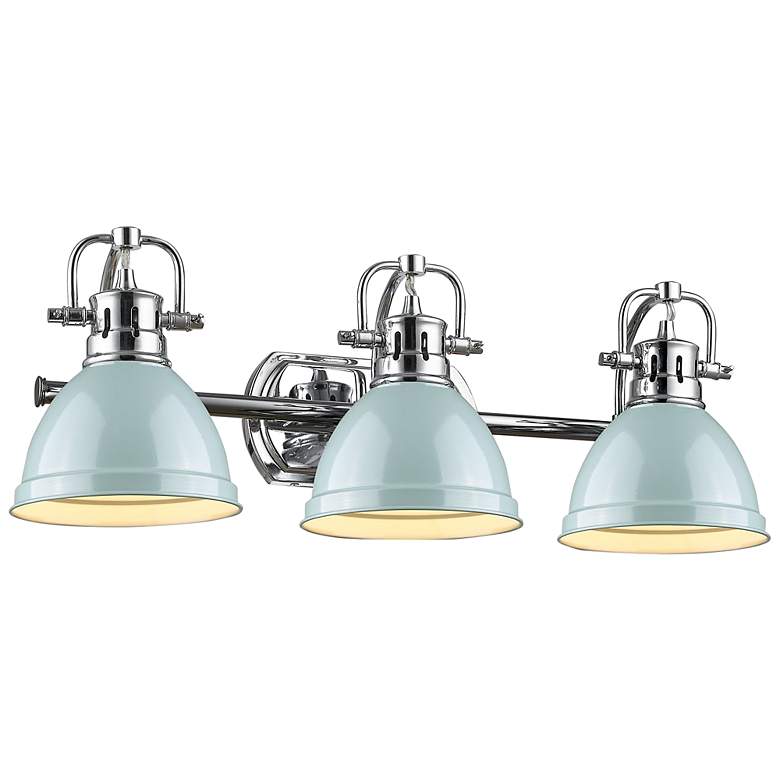 Image 1 Duncan 24 1/2 inch Wide 3-Light Vanity Light in Chrome with Seafoam